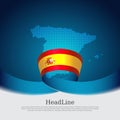 Spain flag background. Mosaic map, spain flag on blue white background. National poster. Vector brochure design. Spanish state