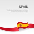 Spain flag background. Spain flag wavy ribbons on a white background. National poster. Vector design. Spanish state patriotic