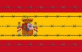 Spain Flag Behind Barbed Wires