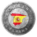 Spain Flag Button with Map Royalty Free Stock Photo