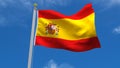 Spain Flag Country 3D Rendering in Blue Sky Background Royalty Free Stock Photo