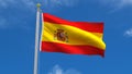 Spain Flag Country 3D Rendering in Blue Sky Background Royalty Free Stock Photo