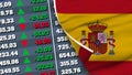 Spain Flag and Finance, Stock Exchange, Stock Market Chart, Fabric Texture Illustrations