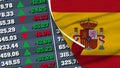 Spain Flag and Finance, Stock Exchange, Stock Market Chart, Fabric Texture Illustrations