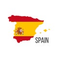 Spain flag map. The flag of the country in the form of borders. Stock vector illustration isolated on white background Royalty Free Stock Photo