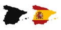 Spain flag map icon set. Royalty Free Stock Photo