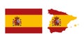 Spain flag map icon set. Royalty Free Stock Photo