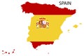 Spain flag map. Silhouette map. Europe map vector. National flag graphic design. Vector illustration. Stock image. Royalty Free Stock Photo