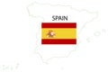 Spain flag map. Silhouette map. Europe map vector. National flag graphic design. Vector illustration. Stock image. Royalty Free Stock Photo