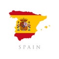 Spain flag map. vector illustration. Country shape outlined and filled with the flag of Spain. Map of Spain with the decoration of Royalty Free Stock Photo