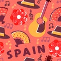 Spain flamenco music culture seamless pattern