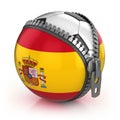 Spain football nation - football in the unzipped bag with Spanish flag print