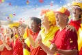 Spain football team supporter on stadium Royalty Free Stock Photo