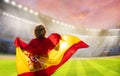 Spain football team supporter on stadium Royalty Free Stock Photo