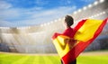 Spain football team supporter on stadium Royalty Free Stock Photo