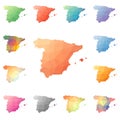 Spain geometric polygonal, mosaic style maps.