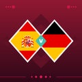 Spain, germany world football 2022 match versus on red background. vector illustration