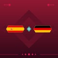 Spain, germany world football 2022 match versus on red background. vector illustration