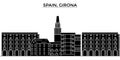 Spain, Girona architecture vector city skyline, travel cityscape with landmarks, buildings, isolated sights on