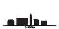 Spain, Girona city skyline isolated vector illustration. Spain, Girona travel black cityscape