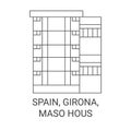 Spain, Girona, Maso Hous travel landmark vector illustration