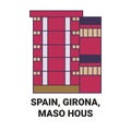 Spain, Girona, Maso Hous travel landmark vector illustration