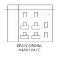 Spain, Girona, Maso House travel landmark vector illustration