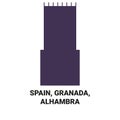 Spain, Granada, Alhambra travel landmark vector illustration