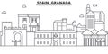 Spain, Granada architecture line skyline illustration. Linear vector cityscape with famous landmarks, city sights