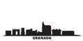 Spain, Granada city skyline isolated vector illustration. Spain, Granada travel black cityscape