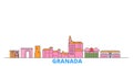 Spain, Granada line cityscape, flat vector. Travel city landmark, oultine illustration, line world icons