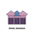 Spain, Granada, travel landmark vector illustration