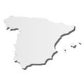 Spain - grey 3d-like silhouette map of country area with dropped shadow. Simple flat vector illustration