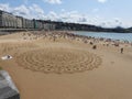 Spain: A huge Mandala on the beach of San Sebastian