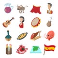 Spain icons cartoon