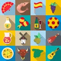 Spain icons set, flat style