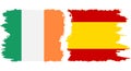 Spain and Ireland grunge flags connection vector