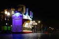 Spain; Jan 2021: ChurrerÃÂ­a selling churros, traditional sweet pastry from Spain, customers buying churros at night, street food