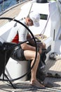 Spain king felipe preparing before regatta in mallorca vertical