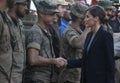 Spain Queen Letizia greets rescue forces in the village of San Llorenc after floods killed many people