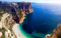 Spain, Landscape of Creek of Moraig with the beach, Benitatxell, Alicante