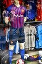 SPAIN, LLORET DE MAR - APRIL 10, 2019: manikin in sportswear of a soccer player in a shop window