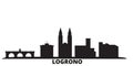 Spain, Logrono city skyline isolated vector illustration. Spain, Logrono travel black cityscape