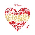 Spain love, art heart shape. Sketch for your design