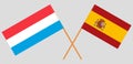 Spain and Luxembourg. The Spanish and Luxemburgish flags. Official proportion. Correct colors. Vector illustration Royalty Free Stock Photo