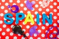 Spain made of plastic letters, castanet and costume jewelry Royalty Free Stock Photo