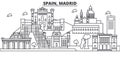 Spain, Madrid architecture line skyline illustration. Linear vector cityscape with famous landmarks, city sights, design