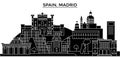 Spain, Madrid architecture vector city skyline, travel cityscape with landmarks, buildings, isolated sights on