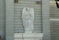 Spain, Madrid, Armory Square (Plaza de la Armeria), Catedral de la Almudena, angel relief on the facade