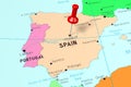 Spain, Madrid - capital city, pinned on political map